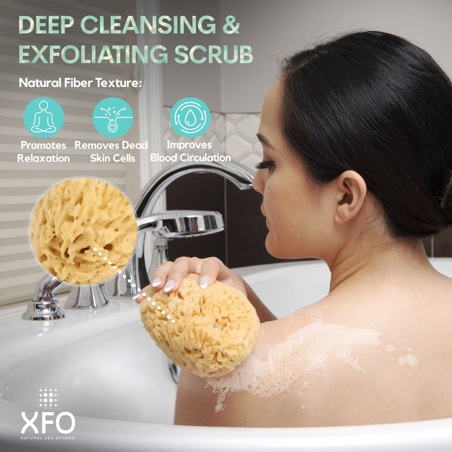 XFO Sea Sponge, Natural Yellow Sponge (Medium 4.5in) All Natural Loofah Alternative - Natural Sponges for Bathing, Showering and Exfoliating, All Natural Sponge Loofa - Grown Off The Coast of The USA