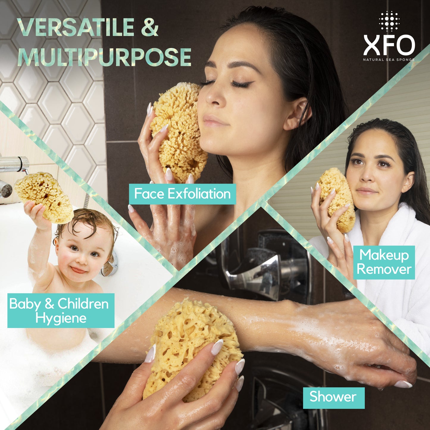 XFO Sea Sponge, Natural Yellow Sponge (Medium 4.5in) All Natural Loofah Alternative - Natural Sponges for Bathing, Showering and Exfoliating, All Natural Sponge Loofa - Grown Off The Coast of The USA